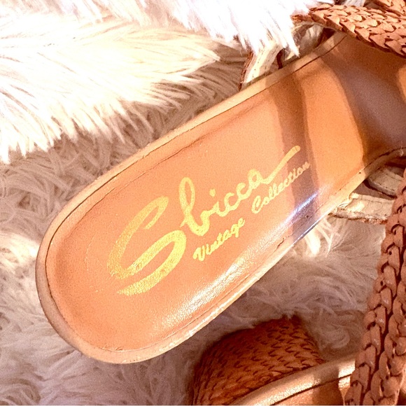 Sbicca Vintage Collection Braided Leather Sandals Tan Square Boho Ankle Strap - Picture 3 of 11